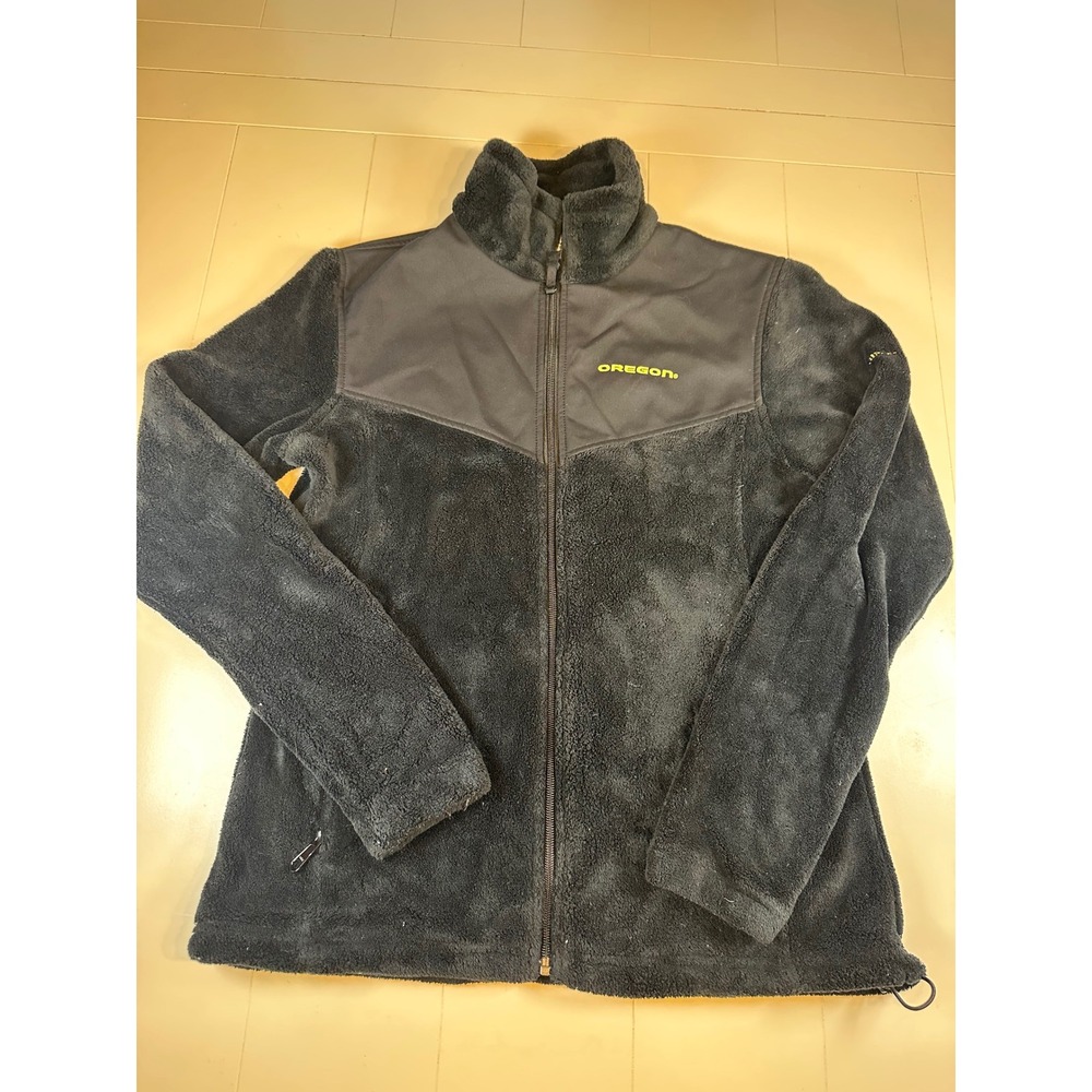 Columbia Fleece Jacket Womens L Oregon Ducks Black Full Zip XL6111 Soft Warm